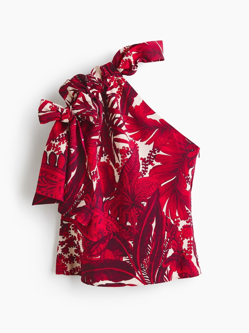 H&M Strap-detail One-shoulder Top Floral Red Paysley Bnwt - Picture 13 of 16